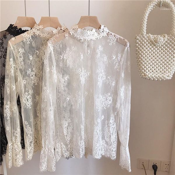 female shirt fashion sweet hollow out lace bottoming shirts mesh perspective solid blouse white black1
female shirt fashion sweet hollow out lace bottoming shirts mesh perspective solid blouse white black1