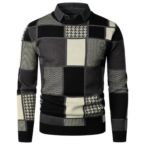 men's sweaters men knitted jumper plaid printing sweater coat streetwear harajuku autumn and winter hipster casual pullovers, White;black
men's sweaters men knitted jumper plaid printing sweater coat streetwear harajuku autumn and winter hipster casual pullovers, White;black
