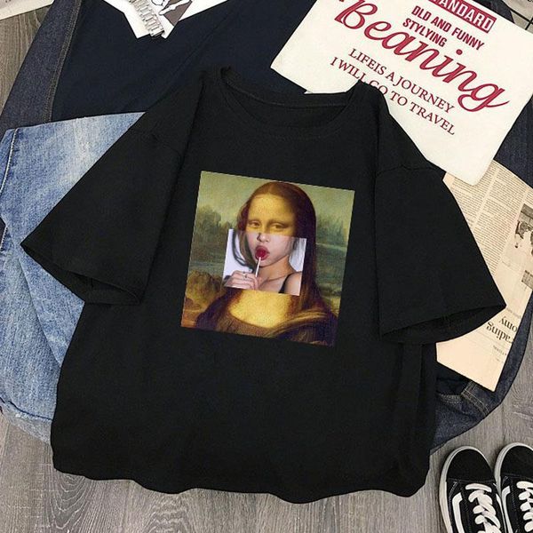 women shirt mona lisa casual fashion summer ulzzang female short sleeved loose harajuku art cartoon print large size hip, White
women shirt mona lisa casual fashion summer ulzzang female short sleeved loose harajuku art cartoon print large size hip, White