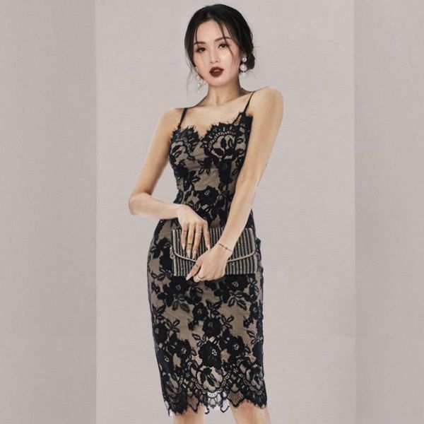 casual dresses 2021 summer korean slim sheath black mid-length lace bodycon nighclub full strap dress women, Black;gray
casual dresses 2021 summer korean slim sheath black mid-length lace bodycon nighclub full strap dress women, Black;gray