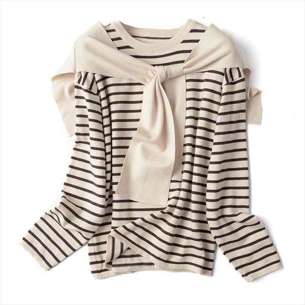striped women sweater young style pullovers autumn winter jumper long sleeve knitwear with cape fause 2 piece set, White;black
striped women sweater young style pullovers autumn winter jumper long sleeve knitwear with cape fause 2 piece set, White;black