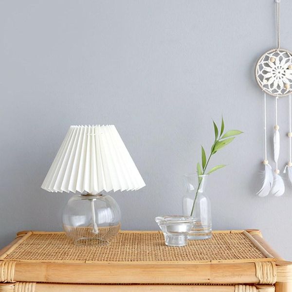 table lamps transparent glass pleated lamp bedroom bedside modern dimming art usb decorative umbrella