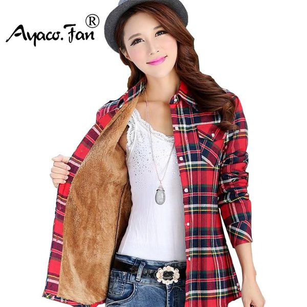 women's jackets women shirt thick blusa camisa femininas autumn winter warm cotton long sleeve velvet plaid blouse flannel office, Black;brown
women's jackets women shirt thick blusa camisa femininas autumn winter warm cotton long sleeve velvet plaid blouse flannel office, Black;brown