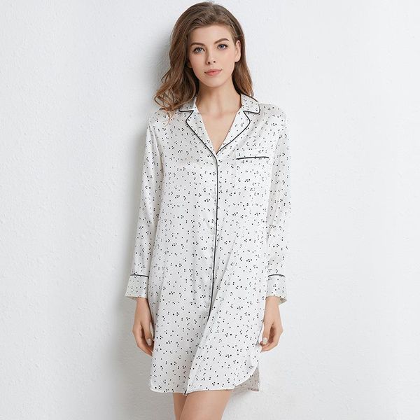 women's sleepwear polka dot nightgown summer thin 3/4 sleeve sleep skirt 100% silk nightwear loose nighty turn-down collar negligee, Black;red
women's sleepwear polka dot nightgown summer thin 3/4 sleeve sleep skirt 100% silk nightwear loose nighty turn-down collar negligee, Black;red