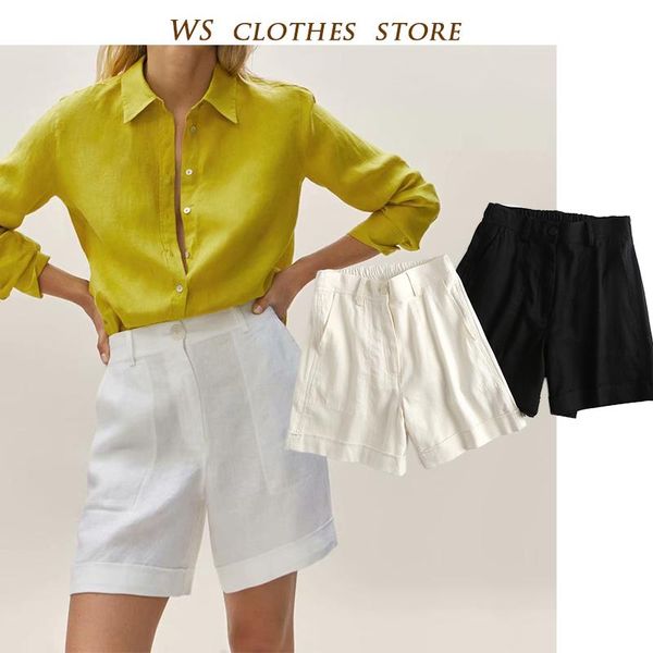 women's shorts md 2021 fashion simple black white basic elastic waist loose cotton female england style casual pockets short pants muje, White;black
women's shorts md 2021 fashion simple black white basic elastic waist loose cotton female england style casual pockets short pants muje, White;black