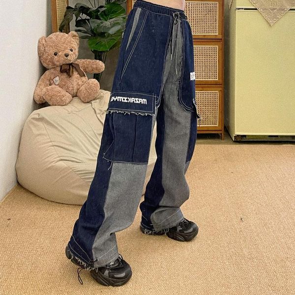 women's jeans pocket loose work clothes street hip hop handsome bf boyfriend wide leg woman, Blue
women's jeans pocket loose work clothes street hip hop handsome bf boyfriend wide leg woman, Blue