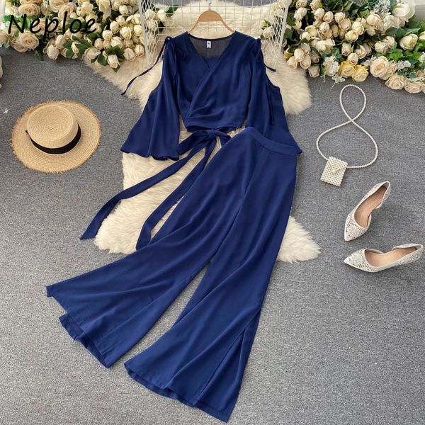 neploe work style ol candy color 2 pcs women set v neck long sleeve + high waist hip wide leg pants suits spring holiday 210423, White
neploe work style ol candy color 2 pcs women set v neck long sleeve + high waist hip wide leg pants suits spring holiday 210423, White
