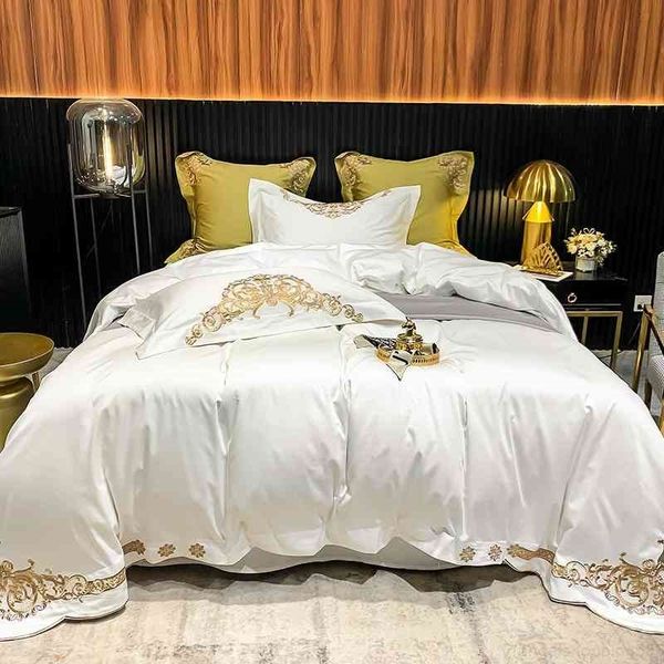 1000tc solid white egyptian cotton gold embroidery king 4/6pcs bedding set duvet cover sheet pillowcases
1000tc solid white egyptian cotton gold embroidery king 4/6pcs bedding set duvet cover sheet pillowcases