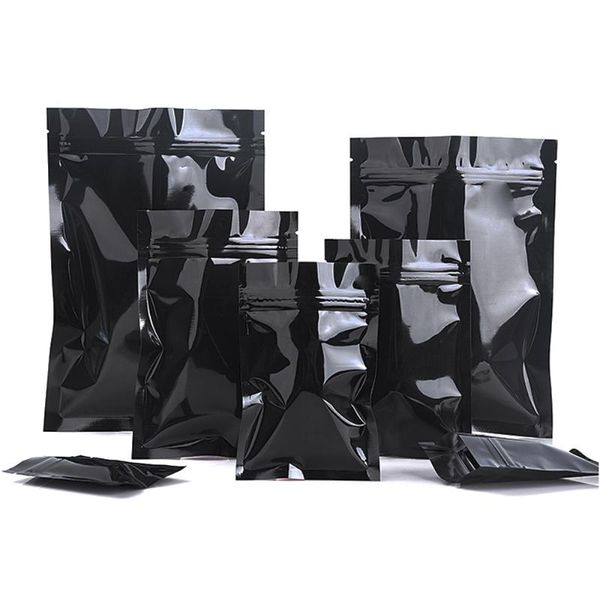 storage bags 100pcs glossy black aluminum mylar foil bag self grip seal tear notch flat pouches for snack candy tea chocolate
storage bags 100pcs glossy black aluminum mylar foil bag self grip seal tear notch flat pouches for snack candy tea chocolate