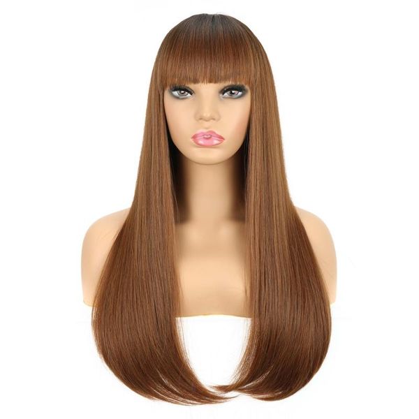 synthetic wigs 22 inch brown long straight wig with bangs cosplay lolita women's headline high temperature fiber for women, Black
synthetic wigs 22 inch brown long straight wig with bangs cosplay lolita women's headline high temperature fiber for women, Black