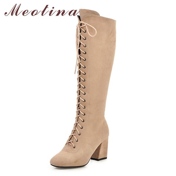 meotina knee-high boots women shoes zip high heel long boots lace up chunky heels ladies boots winter black apricot big size 210520
meotina knee-high boots women shoes zip high heel long boots lace up chunky heels ladies boots winter black apricot big size 210520