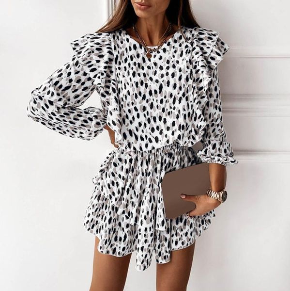 casual dresses elegant ruffle long sleeve party dress ladies loose round neck leopard printing floral leaf mini women's clothing, Black;gray
casual dresses elegant ruffle long sleeve party dress ladies loose round neck leopard printing floral leaf mini women's clothing, Black;gray