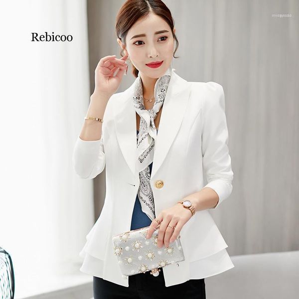 women's suits & blazers elegant ruffles hem basic jackets woman suit blazer feminino 2021 spring summer solid one button office bussine, White;black
women's suits & blazers elegant ruffles hem basic jackets woman suit blazer feminino 2021 spring summer solid one button office bussine, White;black
