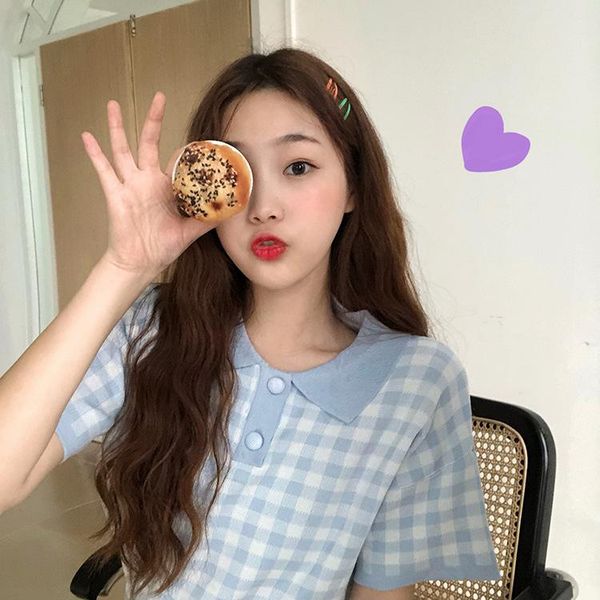 women's t-shirt women short sleeve plaid knit ladies summer fashion for shopping travel party, White
women's t-shirt women short sleeve plaid knit ladies summer fashion for shopping travel party, White