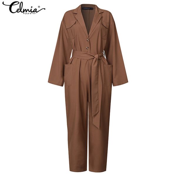 2021celmia rompers fashion jumpsuits women suit collar long sleeve plus size casual solid cargo pants elegant pockets work overalls, Black;white
2021celmia rompers fashion jumpsuits women suit collar long sleeve plus size casual solid cargo pants elegant pockets work overalls, Black;white