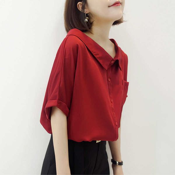 women spring summer chiffon blouses casual preppy style short sleeve peter pan collar shirt df3647 210609, White
women spring summer chiffon blouses casual preppy style short sleeve peter pan collar shirt df3647 210609, White