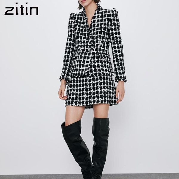 women's jackets vintage stylish houndstooth tweed jacket coat women 2021 fashion v neck long sleeve plaid ladies outerwear casual casac, Black;brown
women's jackets vintage stylish houndstooth tweed jacket coat women 2021 fashion v neck long sleeve plaid ladies outerwear casual casac, Black;brown