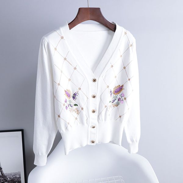 autumn spring embroidery flower patchwork plaid button up knitted sweater cardigan women loose baggy long sleeve v-neck, White;black
autumn spring embroidery flower patchwork plaid button up knitted sweater cardigan women loose baggy long sleeve v-neck, White;black