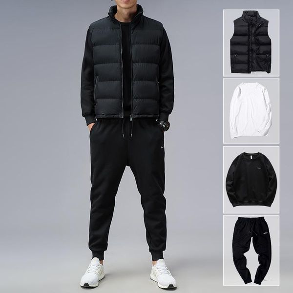 gym clothing 4 pieces autumn and winter bodysuit vest three piece men's wear 2021 trend thickened sports leisure set, White;black
gym clothing 4 pieces autumn and winter bodysuit vest three piece men's wear 2021 trend thickened sports leisure set, White;black
