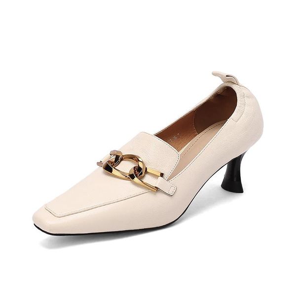 dress shoes french retro genuine leather square head high heel loafers metal decoration women's pumps casual heelse size 33-41, Black
dress shoes french retro genuine leather square head high heel loafers metal decoration women's pumps casual heelse size 33-41, Black