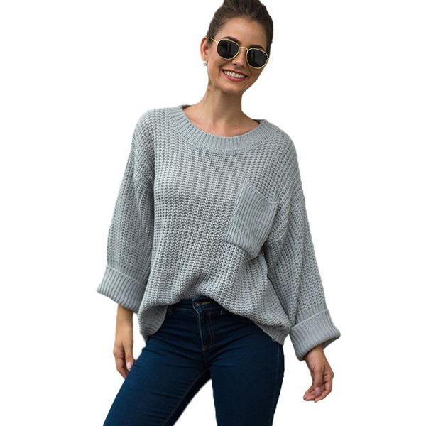 women's sweaters 2021 autumn and winter european american large pocket sweater thick needle pullover loose, White;black
women's sweaters 2021 autumn and winter european american large pocket sweater thick needle pullover loose, White;black