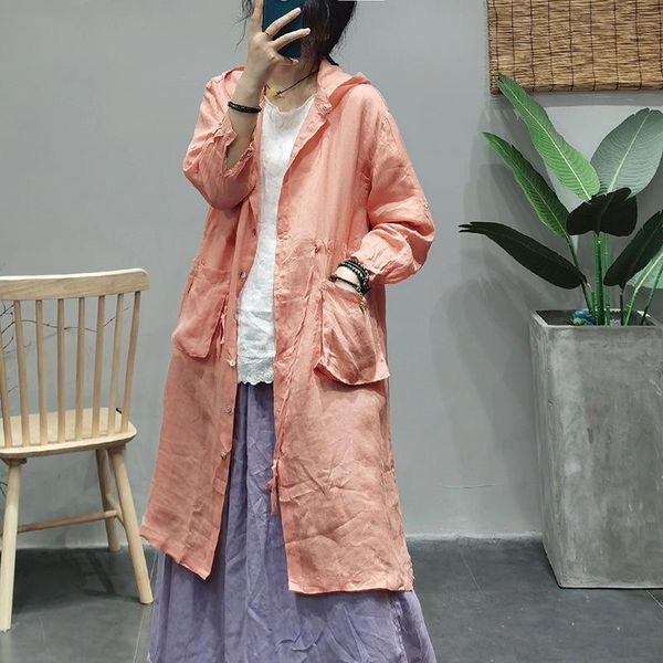women's jackets summer women loose long sunscreen coat ladies hooded button drawstring pocket all-match, Black;brown
women's jackets summer women loose long sunscreen coat ladies hooded button drawstring pocket all-match, Black;brown
