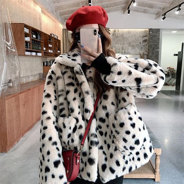women's fur & faux korean loose leopard print soft plush coat women 2021 winter thick warm lambswool jacket mujer chaqueta, Black
women's fur & faux korean loose leopard print soft plush coat women 2021 winter thick warm lambswool jacket mujer chaqueta, Black