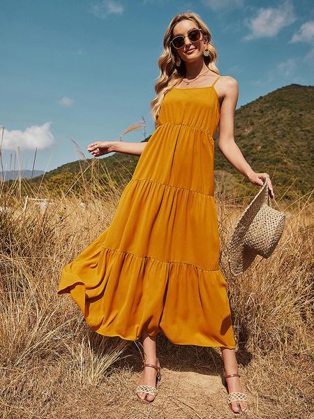 casual dresses summer women yellow vintage elegant backless midi strap dress sleeveless a-line boho beach, Black;gray
casual dresses summer women yellow vintage elegant backless midi strap dress sleeveless a-line boho beach, Black;gray