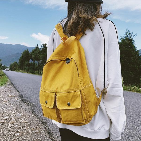backpack harajuku simple solid color student schoolbag washed canvas personality double pocket boys and girls
backpack harajuku simple solid color student schoolbag washed canvas personality double pocket boys and girls