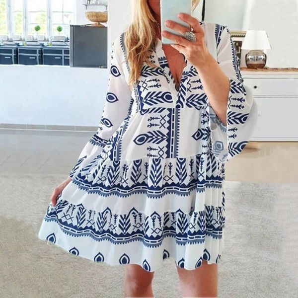 casual dresses fashion women dress flared sleeves 7-point mini bohemian printing v-neck beach sundress female clothes, Black;gray
casual dresses fashion women dress flared sleeves 7-point mini bohemian printing v-neck beach sundress female clothes, Black;gray