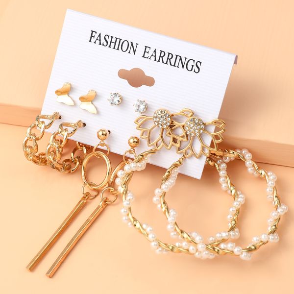 6pcs/set women's earrings set hoop huggie tassel acrylic pearl earrings for women geometric bohemian kolczyki hoopearings fashion jewel, Golden;silver
6pcs/set women's earrings set hoop huggie tassel acrylic pearl earrings for women geometric bohemian kolczyki hoopearings fashion jewel, Golden;silver