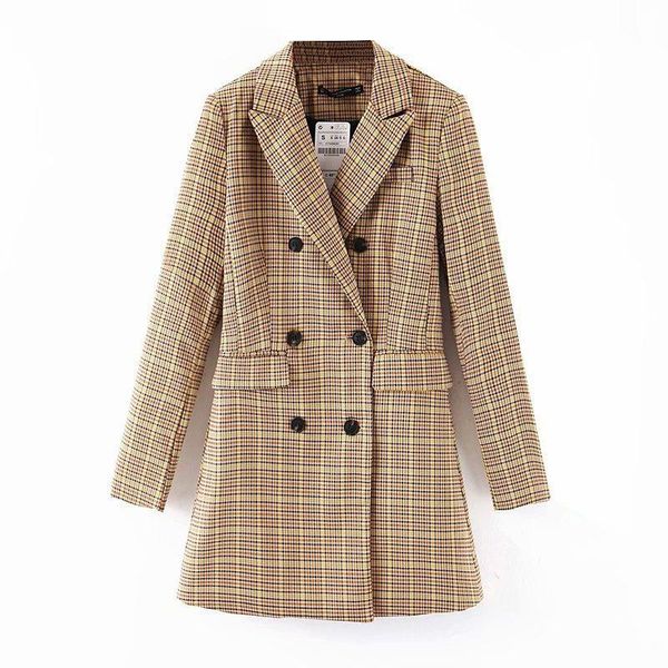 plaid jacket long sleeve women blazers and jackets autumn winter cross-border double-breasted mid-length female women's sui, White;black
plaid jacket long sleeve women blazers and jackets autumn winter cross-border double-breasted mid-length female women's sui, White;black