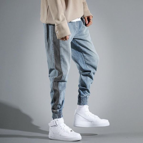 ly fashion streetwear men jeans black stripe spliced designer harem denim cargo pants youth hip hop joggers men's, Blue
ly fashion streetwear men jeans black stripe spliced designer harem denim cargo pants youth hip hop joggers men's, Blue