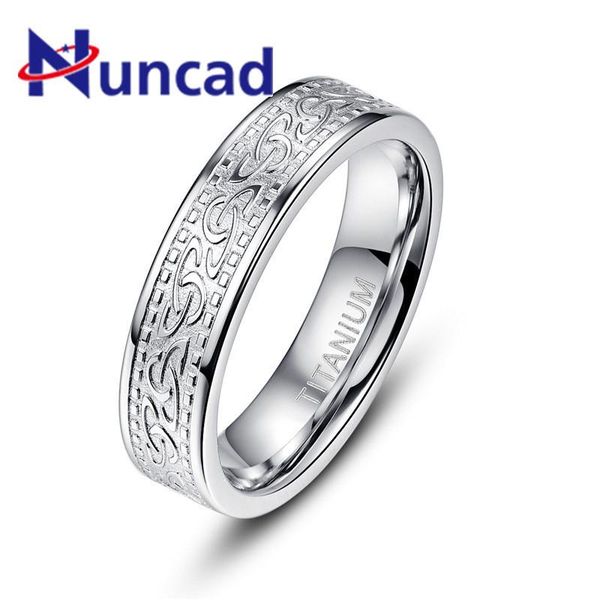 wedding rings nuncad celtic pattern titanium stainless steel ring men's silvery bands classic simple jewelry gift, Slivery;golden