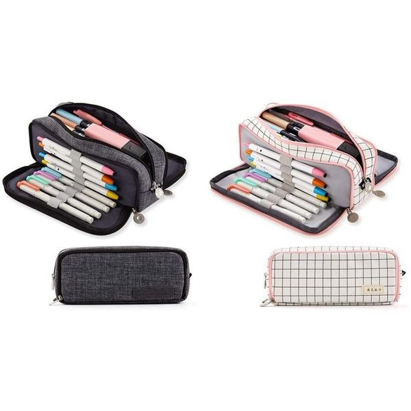pencil bags angoo 2 pcs large case big capacity 3 compartments canvas pouch, white pink & black
pencil bags angoo 2 pcs large case big capacity 3 compartments canvas pouch, white pink & black