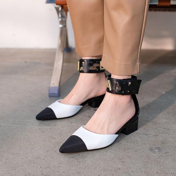 fashion sandals women 2021 summer same style real leather pointed toe metal letter ankle strap low heels size 34-40, Black
fashion sandals women 2021 summer same style real leather pointed toe metal letter ankle strap low heels size 34-40, Black