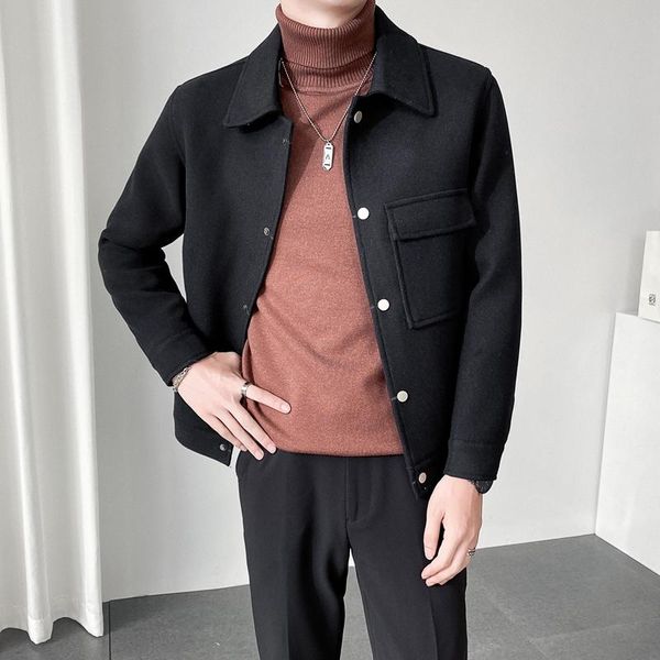 men's wool & blends 2021 men autumn winter slim woolen jackets warm solid color coats male streetwear short casual outwear o660, Black
men's wool & blends 2021 men autumn winter slim woolen jackets warm solid color coats male streetwear short casual outwear o660, Black