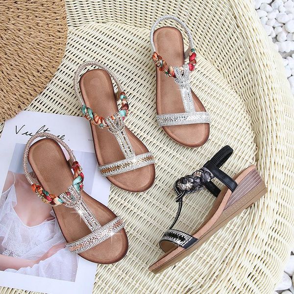 sandals 2021 summer silver platform rose gold comfortable slope with bohemian high heels slippers designer luxury women's shoes, Black
sandals 2021 summer silver platform rose gold comfortable slope with bohemian high heels slippers designer luxury women's shoes, Black