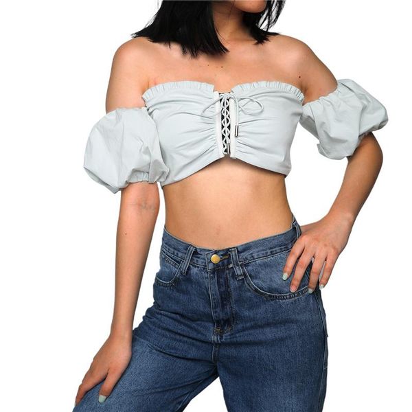 summer chiffon shirt women's lace-up off shoulder crop 2021 short puff sleeve ruched blouse t-shirt, White
summer chiffon shirt women's lace-up off shoulder crop 2021 short puff sleeve ruched blouse t-shirt, White
