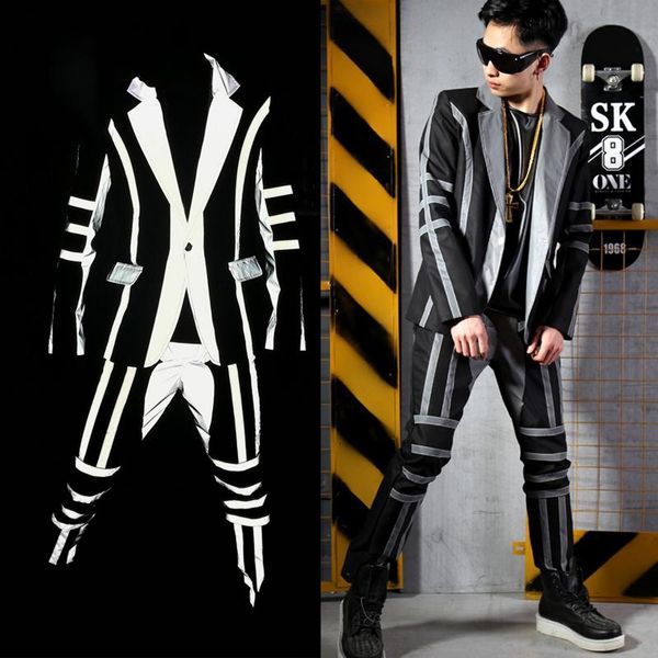 stage wear gogo dancer costume men reflective stitching long jacket pants jazz clothes hip hop clothing pole dance rave outfit xs3061, Black;red
stage wear gogo dancer costume men reflective stitching long jacket pants jazz clothes hip hop clothing pole dance rave outfit xs3061, Black;red