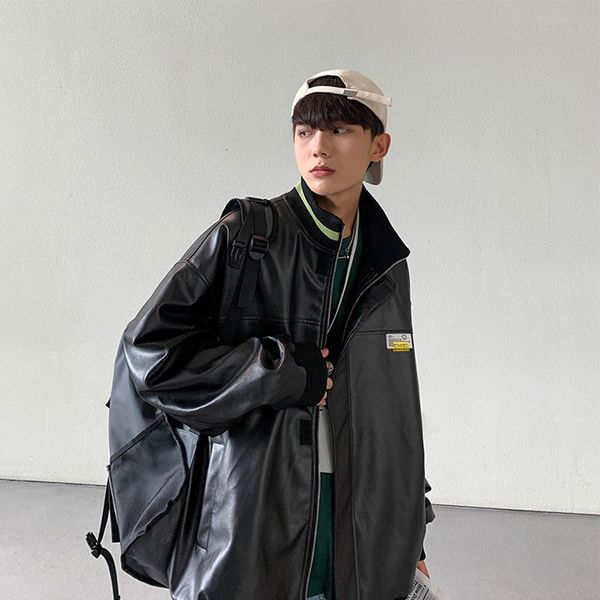 men's leather & faux fake adolescent leather jackets for korean fashion trends autumn men's oversized plus size biker streetwear x, Black
men's leather & faux fake adolescent leather jackets for korean fashion trends autumn men's oversized plus size biker streetwear x, Black