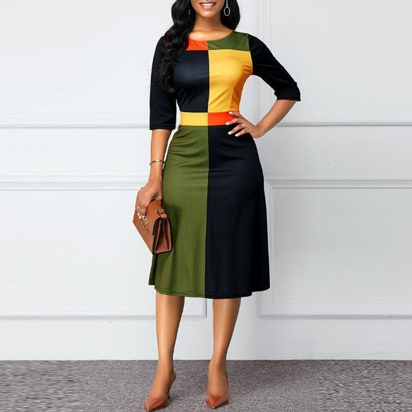 womens dresses geometric pattern dress large size women's round neck three-quarter sleeves with stitching fashion simple dress 2021 new, Black;gray
womens dresses geometric pattern dress large size women's round neck three-quarter sleeves with stitching fashion simple dress 2021 new, Black;gray