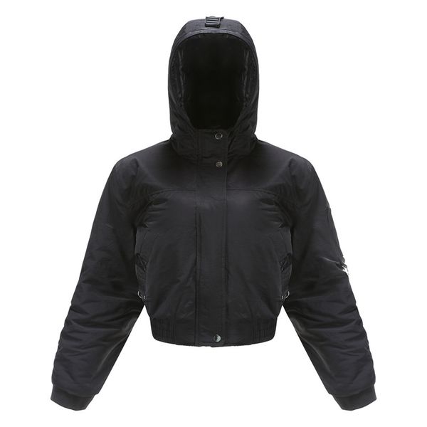 2021 women s spring and autumn jacket quilted color matching stick print pilot short hooded, Black;brown
2021 women s spring and autumn jacket quilted color matching stick print pilot short hooded, Black;brown