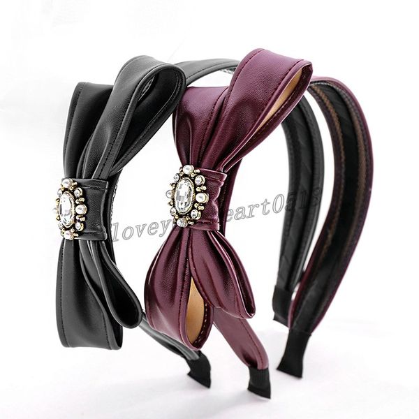 vintage pu leather bow headbands rhinestone pearl bezel hairband women turban headband girls hair accessories opaska do wlosow headwear, Silver
vintage pu leather bow headbands rhinestone pearl bezel hairband women turban headband girls hair accessories opaska do wlosow headwear, Silver