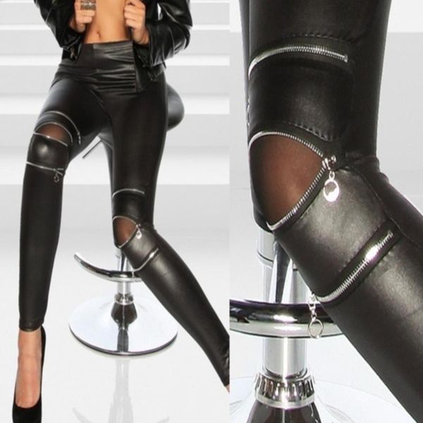 women's leggings faux leather women fashion high elastic skinny zippers pants hole pu legging leggins mujer, Black
women's leggings faux leather women fashion high elastic skinny zippers pants hole pu legging leggins mujer, Black