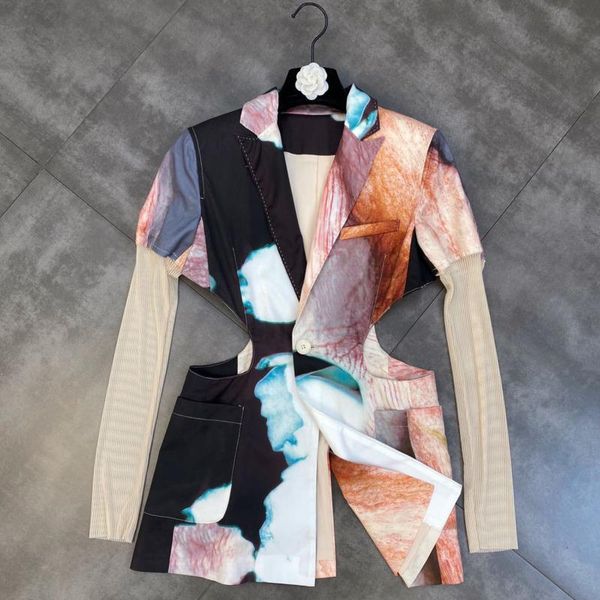 women's suits & blazers fabpop 2021 long sleeve mesh patchwork turn down collar slim waist hollow out single button tie dye blazer wome, White;black
women's suits & blazers fabpop 2021 long sleeve mesh patchwork turn down collar slim waist hollow out single button tie dye blazer wome, White;black