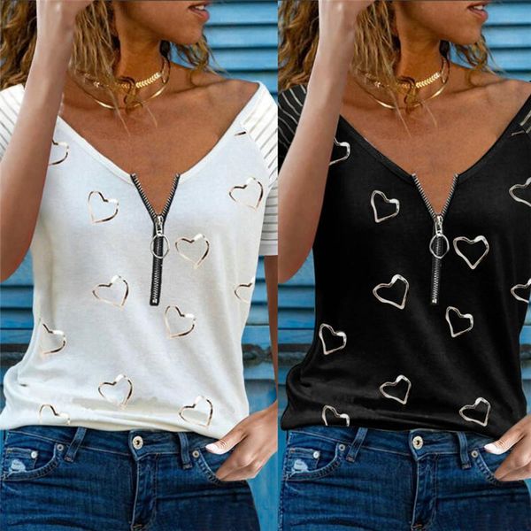 women love heart print t-shirts front zipper t shirt for girl casual comfortable short sleeve white black t-shirt streetwear women's
women love heart print t-shirts front zipper t shirt for girl casual comfortable short sleeve white black t-shirt streetwear women's