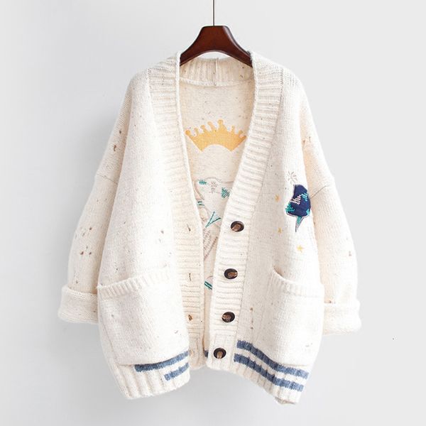 women's sweaters spring autumn cardigan mesh of cartoon embroidered oversize harajuku sweater stylish loose cleavage in v female s 1k7q, White;black
women's sweaters spring autumn cardigan mesh of cartoon embroidered oversize harajuku sweater stylish loose cleavage in v female s 1k7q, White;black