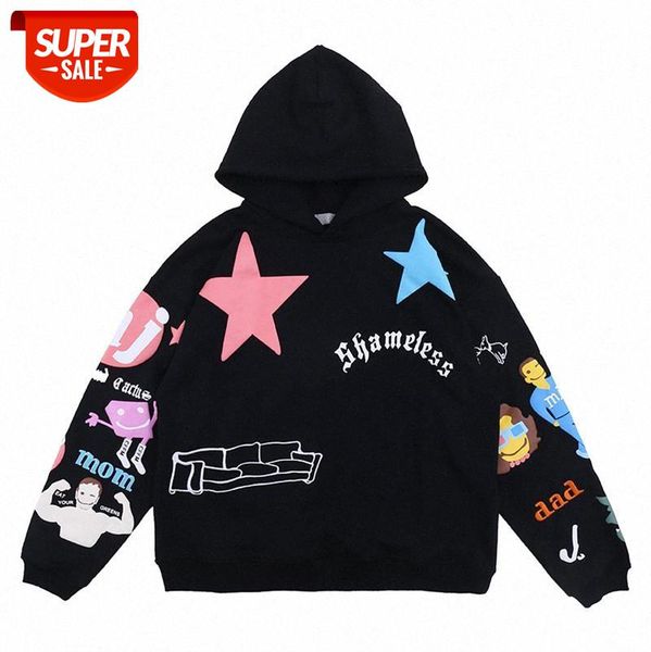 european and american street print plus velvet sweater high oversize contrast star graffiti hooded men #ki7t, Black
european and american street print plus velvet sweater high oversize contrast star graffiti hooded men #ki7t, Black