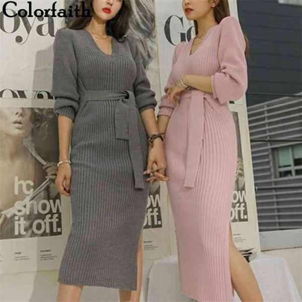 autumn winter women dresses skinny knitting sashes warm split korean style elegant casual female dr3051 210427, White;black
autumn winter women dresses skinny knitting sashes warm split korean style elegant casual female dr3051 210427, White;black